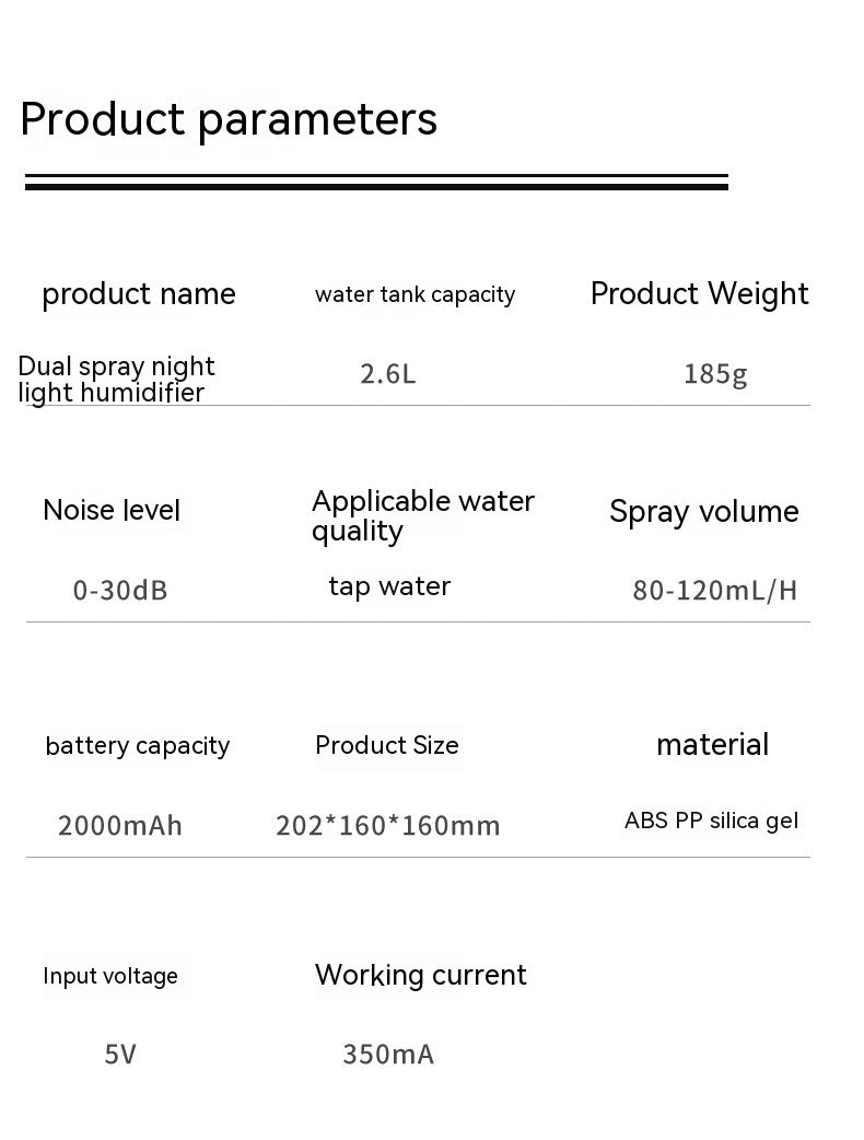 Large Capacity Double Spray Humidifier 26L Ambience Light Commercial Portable Water Replacement