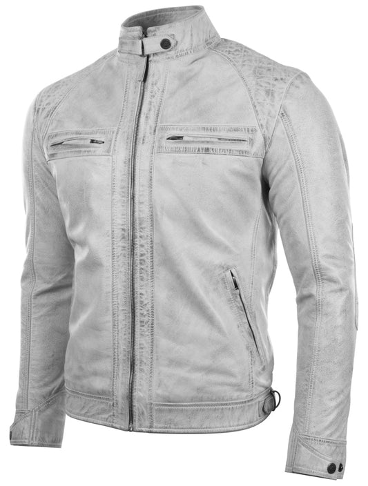 44T9 Men's Biker Jacket - Dirty White