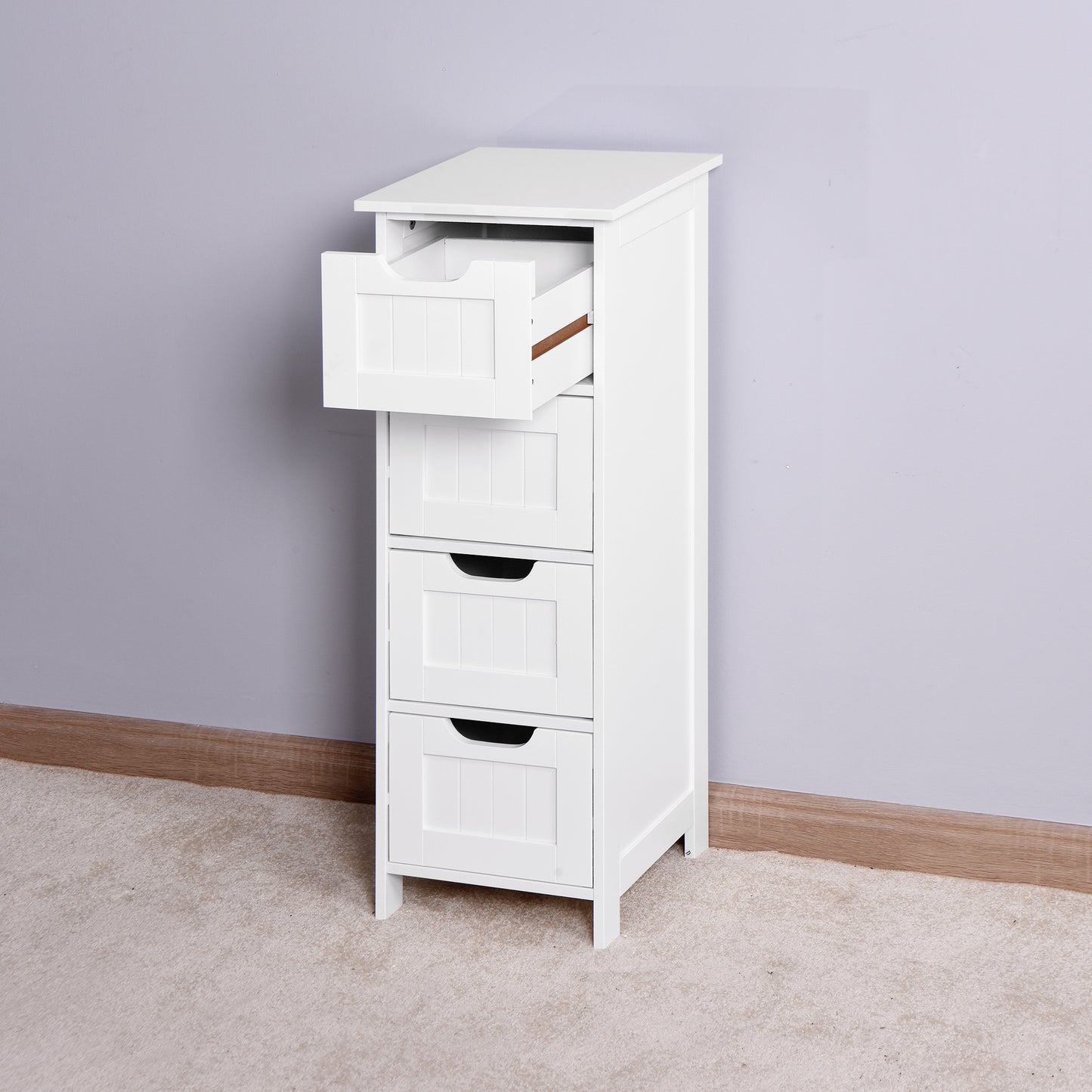 White Bathroom Storage Cabinet, Cabinet with Drawers