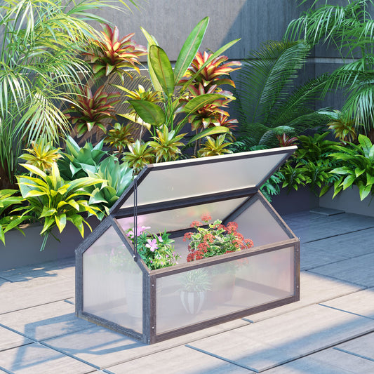 Wooden Cold Frame Greenhouse Garden Portable Raised Planter