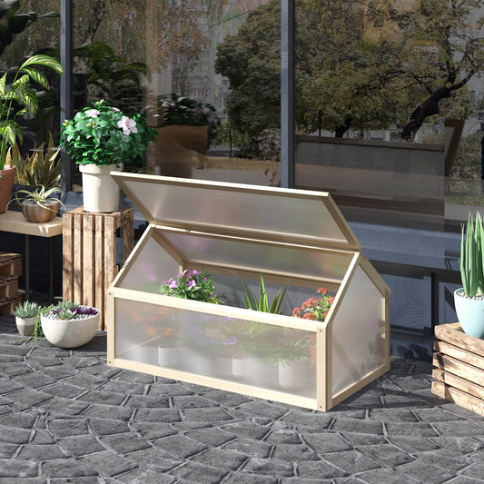 Wooden Cold Frame Greenhouse Garden Portable Raised Planter