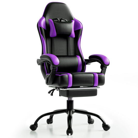 Gaming Chair, Computer Chair with Footrest and Lumbar Support, Ergonomic Video Game Chair with Headrest, Height Adjustable Gamer Chair Office Desk Chair