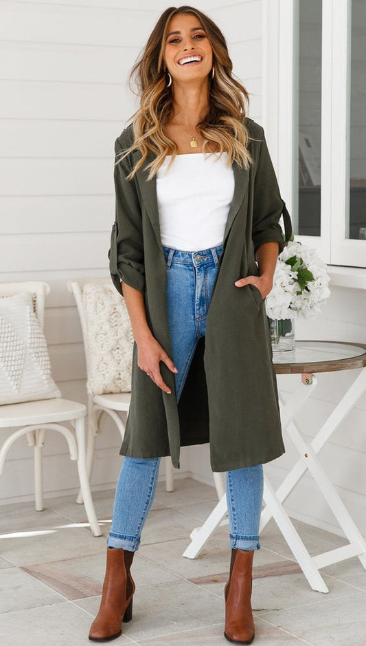 Women's long trench coat jacket