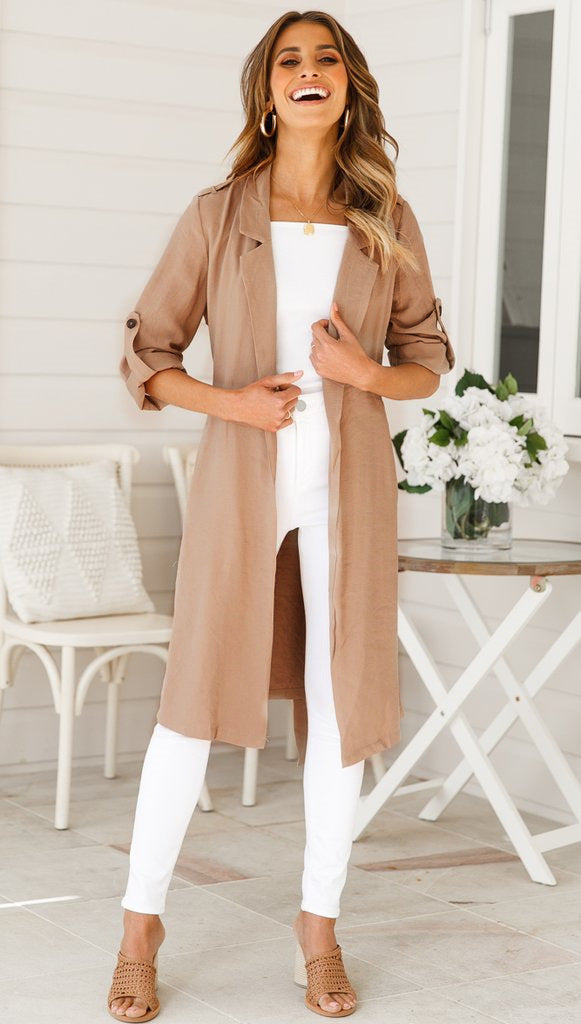 Women's long trench coat jacket