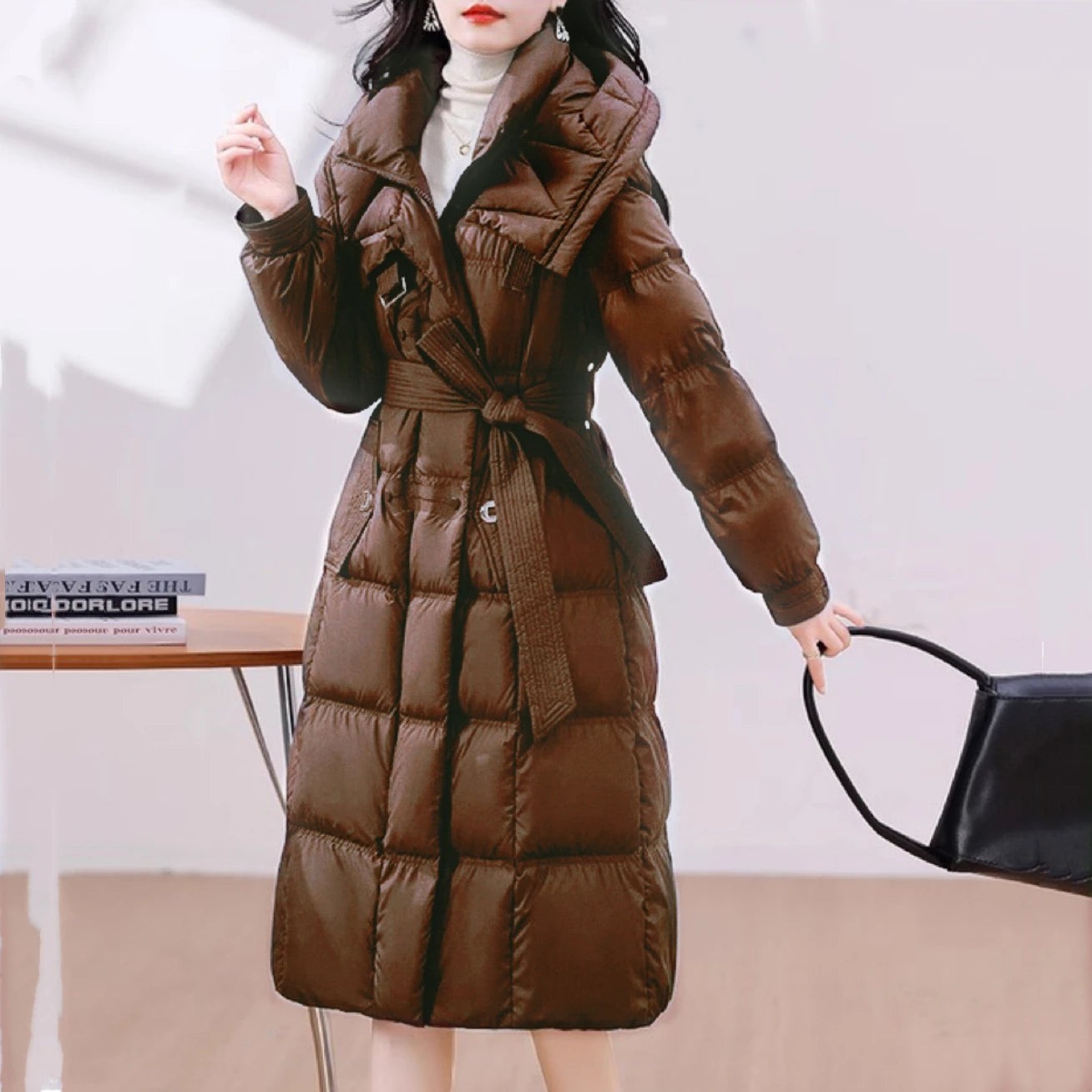 Women's Long Thick down Cotton Coat Knee-Length Winter Jacket