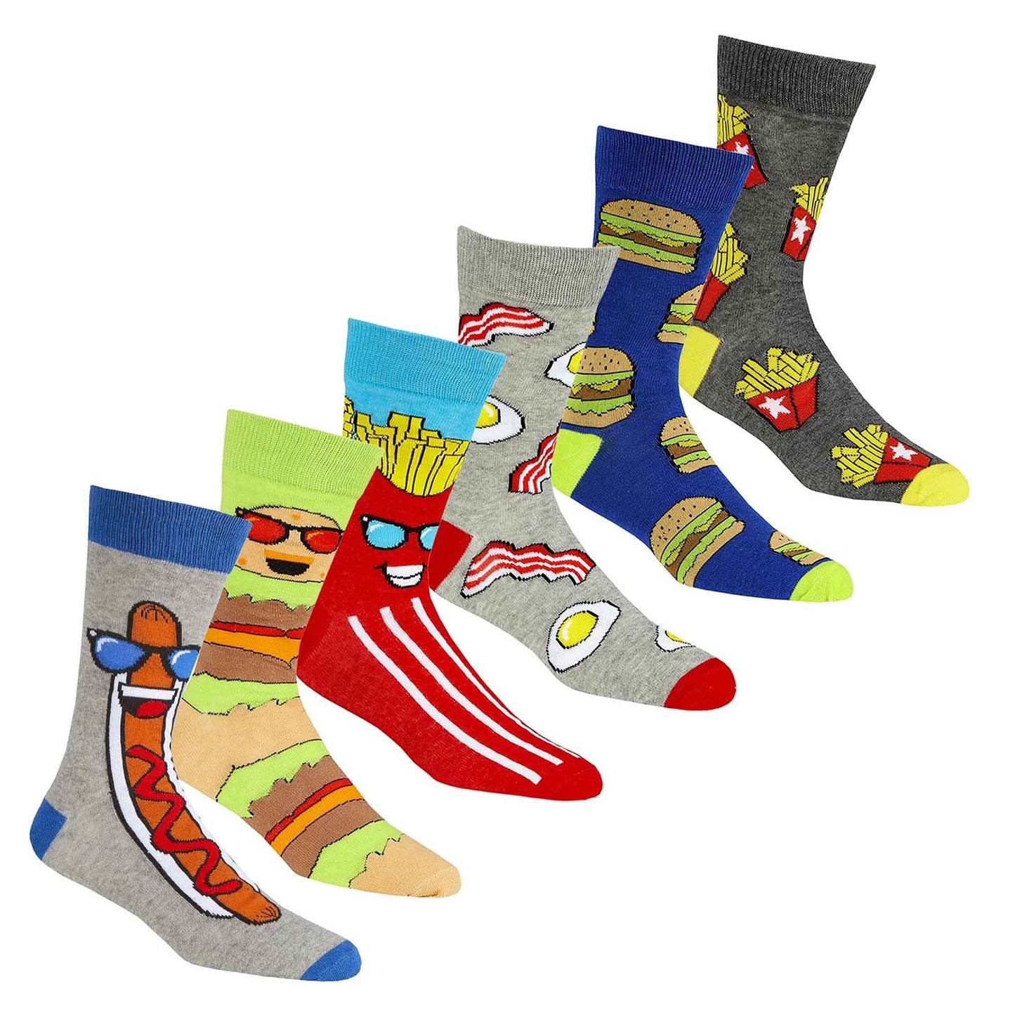 6 Pairs Mens Fun Novelty Cotton Rich Socks Comfortable Breathable with Sculpted Heels and Toes Assorted Styles Perfect Fit UK 6-11 EUR 39-45 by Sock Stack