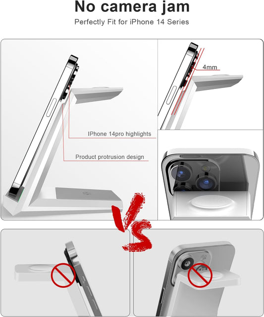 15W Fast Wireless Charger Dock 3-in-1 for iPhone Watch and AirPods in White