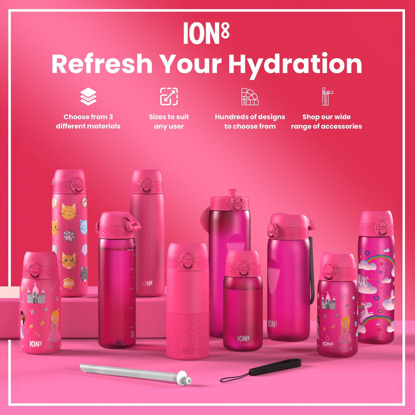 Leak Proof Kids Water Bottle, Recyclon, Kittens, 350ml (12oz)