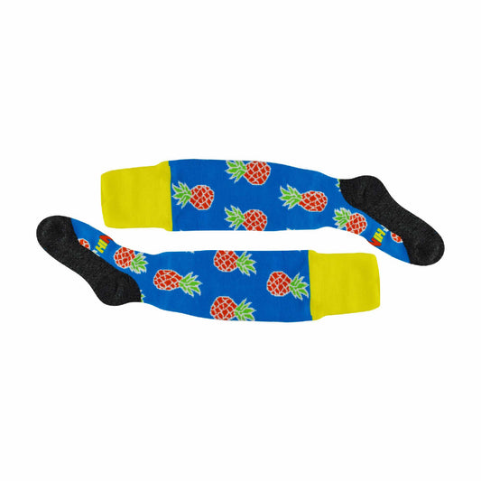 1 Pack Adults & Kids Knee High Fun Patterned Hockey Socks - Blue Pineapples
