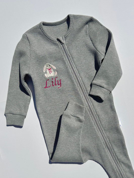 Bunny Theme Personalised Zip Romper