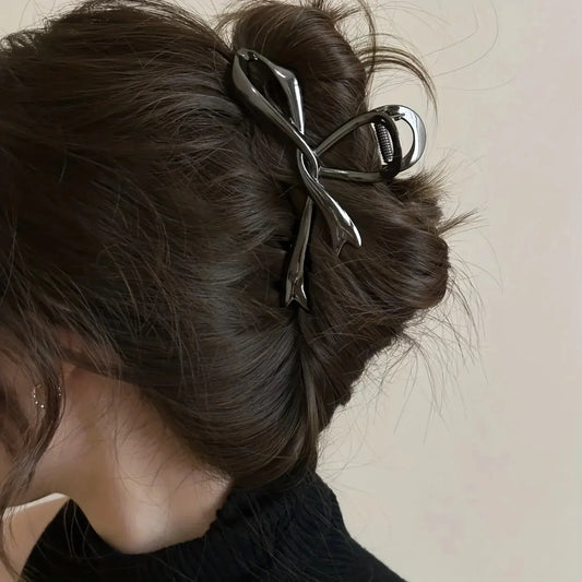 1 Multi-color Irregular Bow Large Grab Clip WOMEN'S Back Hair Clip Simple Design Advanced Sense Shark Clip Suitable for Daily US