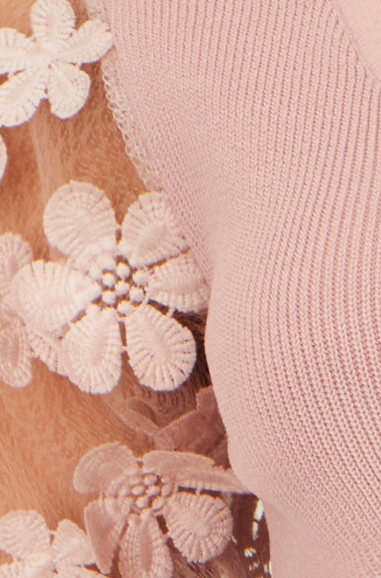Yumi Blush Knitted Top With Floral Applique