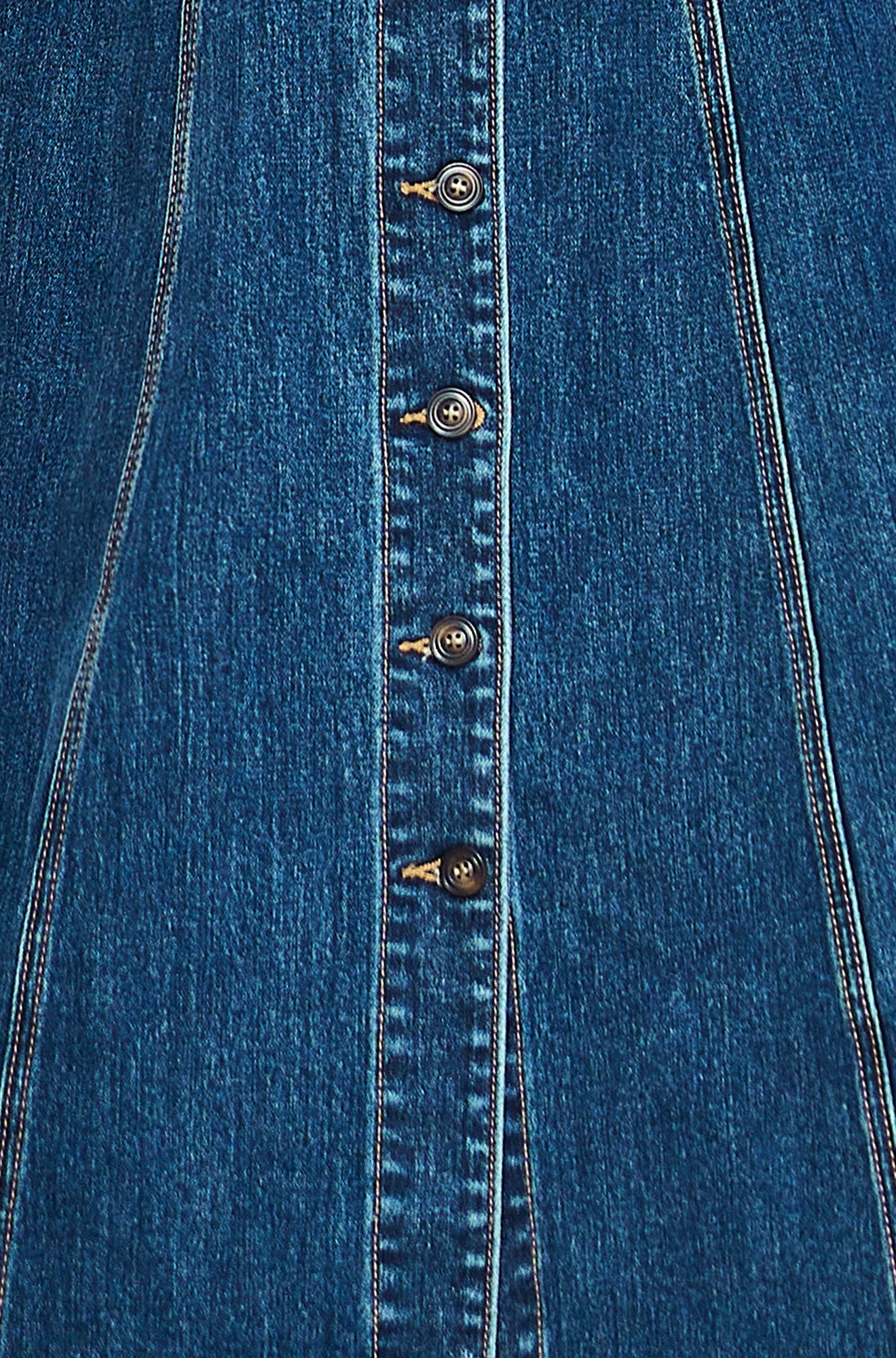 Yumi Blue Stretch Denim Panel Fitted Dress