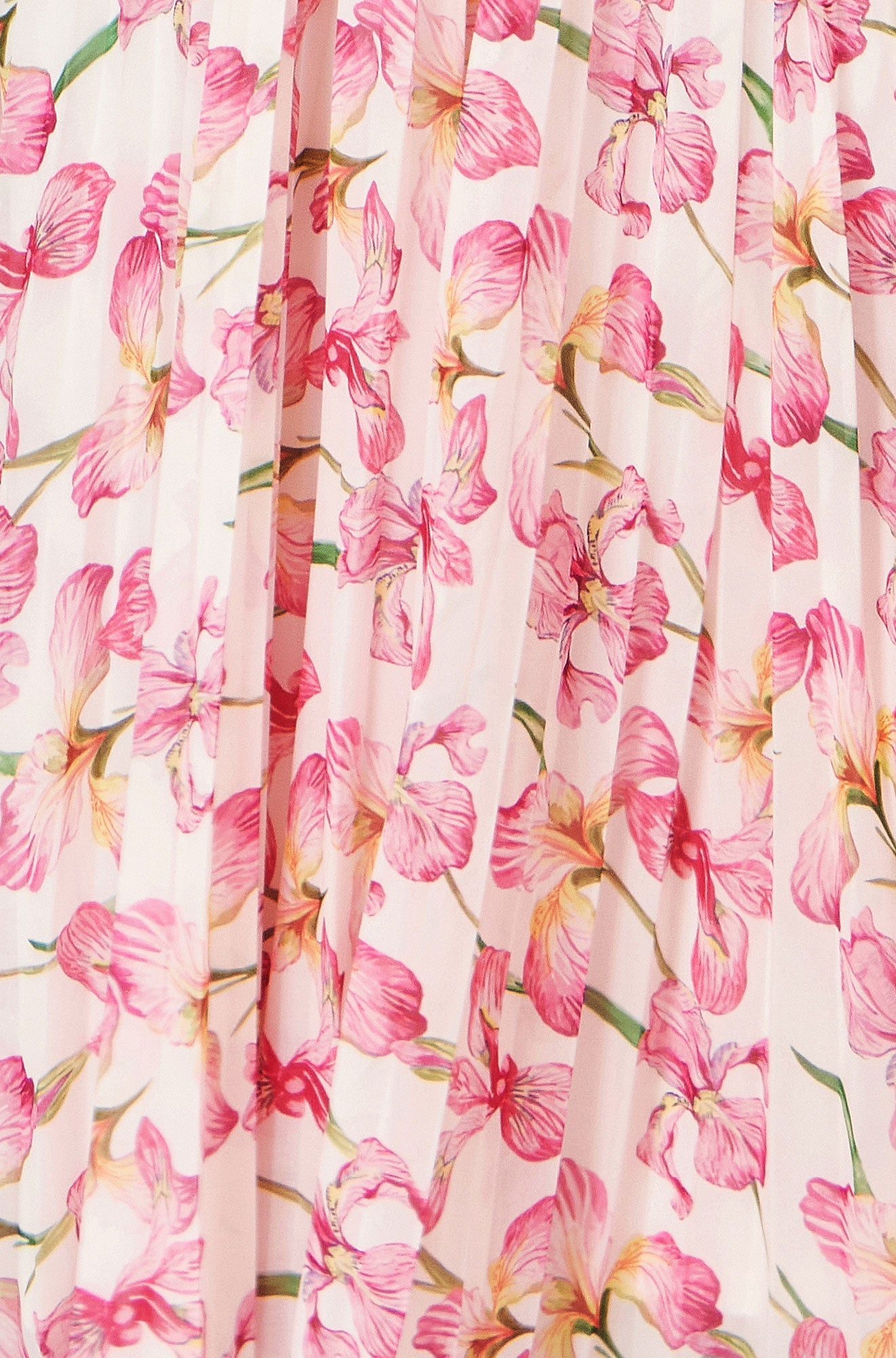 Yumi White Orchid Floral Pleated Wrap Maxi Dress