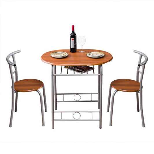 Brown Wood Grain PVC Breakfast Table (One Table and Two Chairs)
