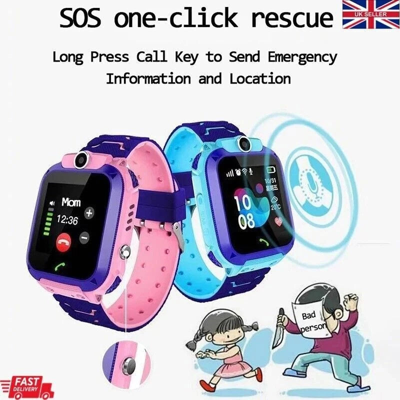 Kids GPS Smart Watch Phone SOS Tracker Camera Boys Girls 4-12 Years Safety Watch