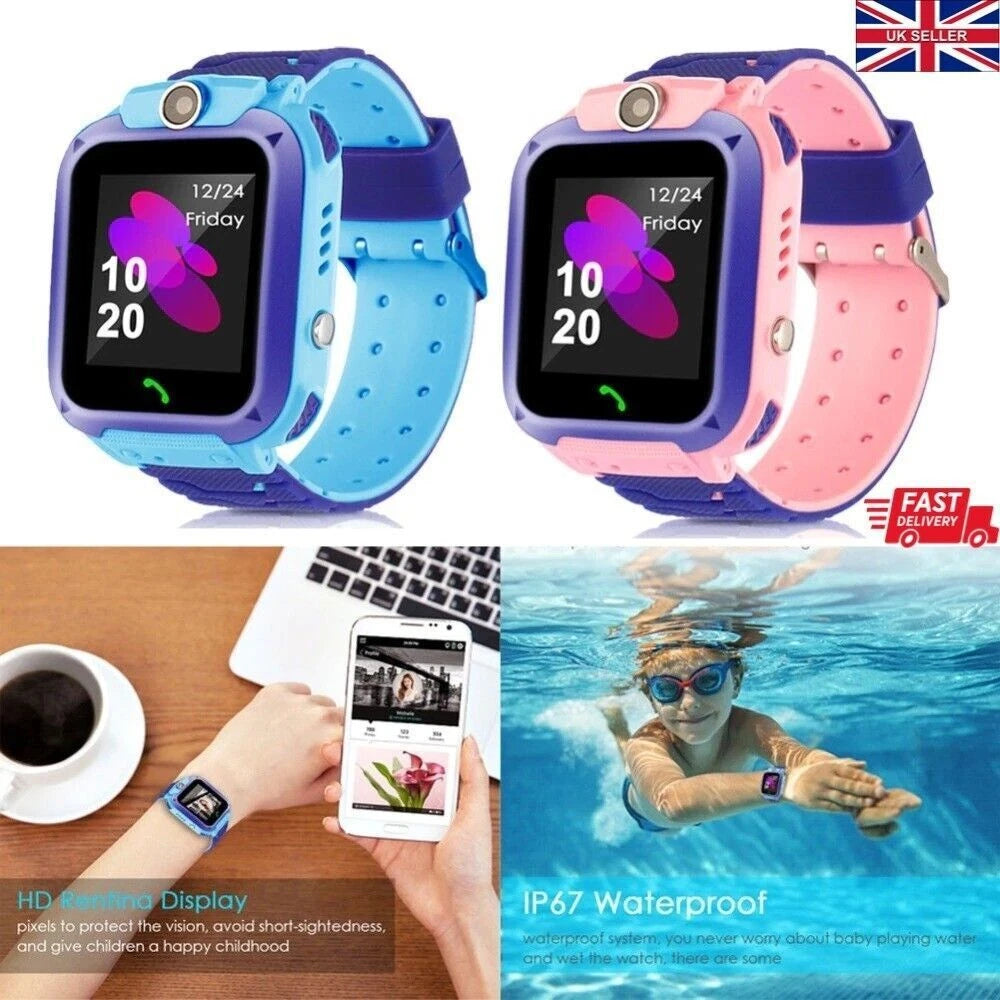 Kids GPS Smart Watch Phone SOS Tracker Camera Boys Girls 4-12 Years Safety Watch