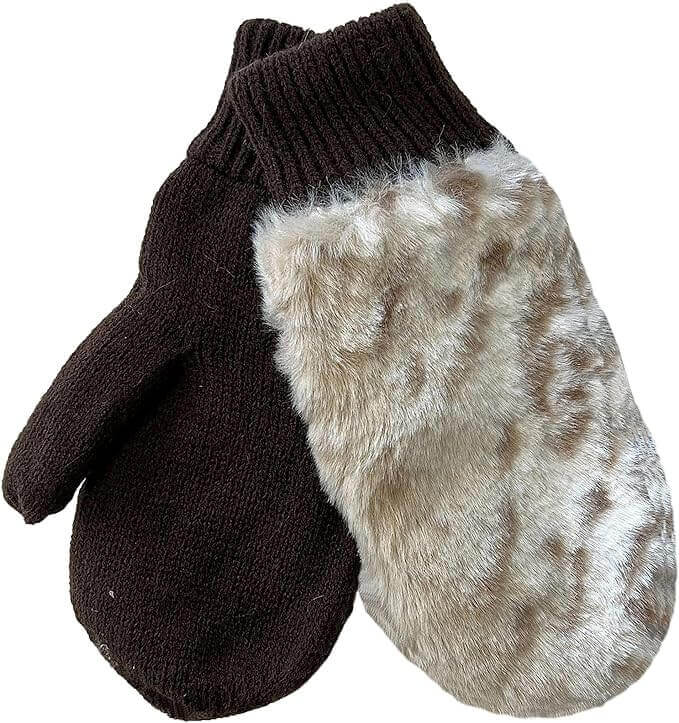 Ladies Faux Fur Winter Ski Hat with Ear Flaps and Matching Mittens Set for Warmth and Style Ideal for Outdoor Activities by Sock Stack