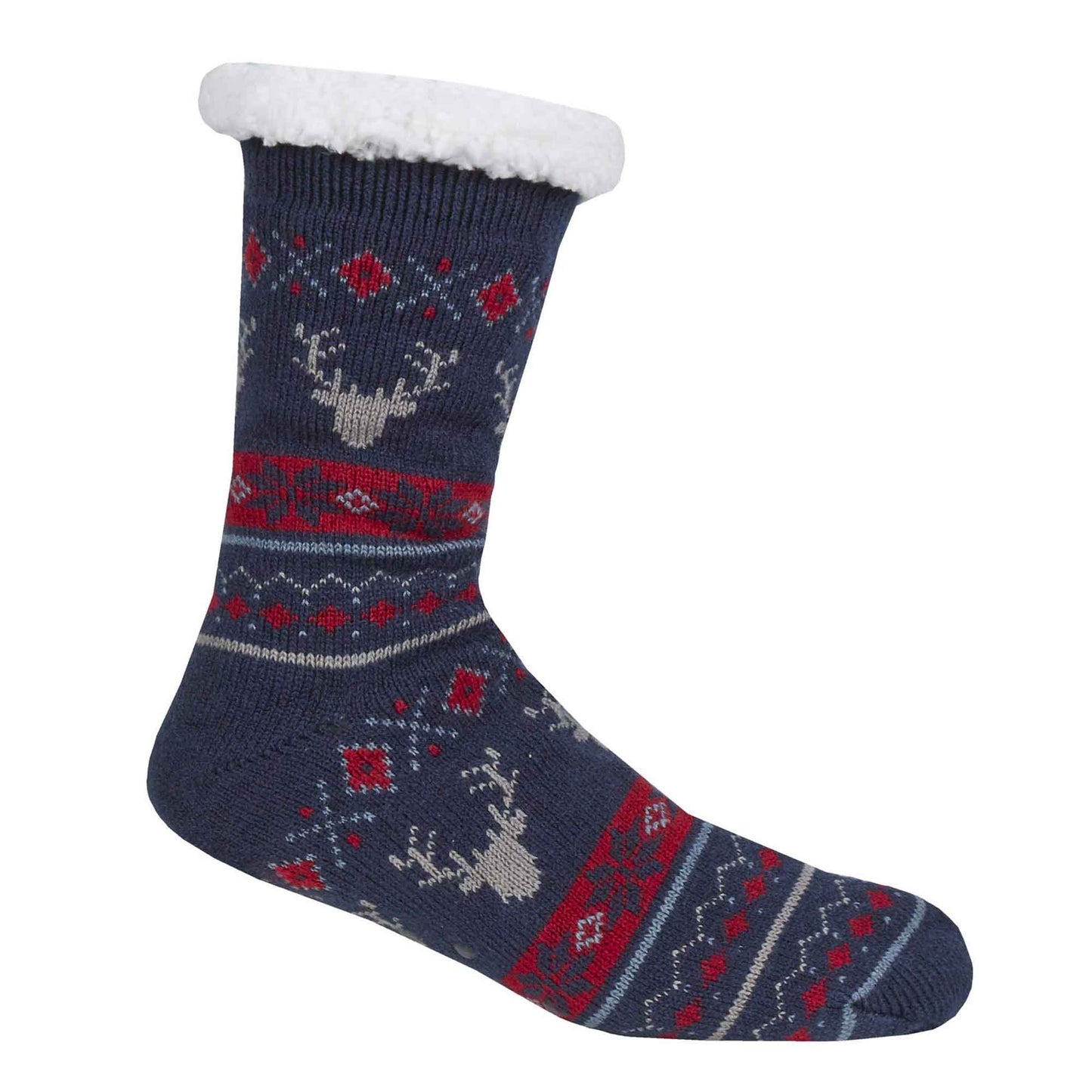 Men's Chunky Winter Lounge Slipper Socks with Non-Slip Grips Ultra-Soft Sherpa Flannel Fleece Lining Cozy Home Wear Sizes 39-46 by Sock Stack