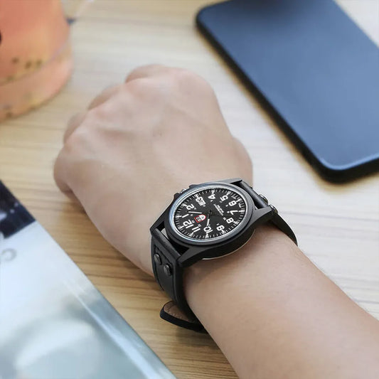 Men’s Military Leather Date Quartz Analog Army Casual Dress Wrist Watches UK