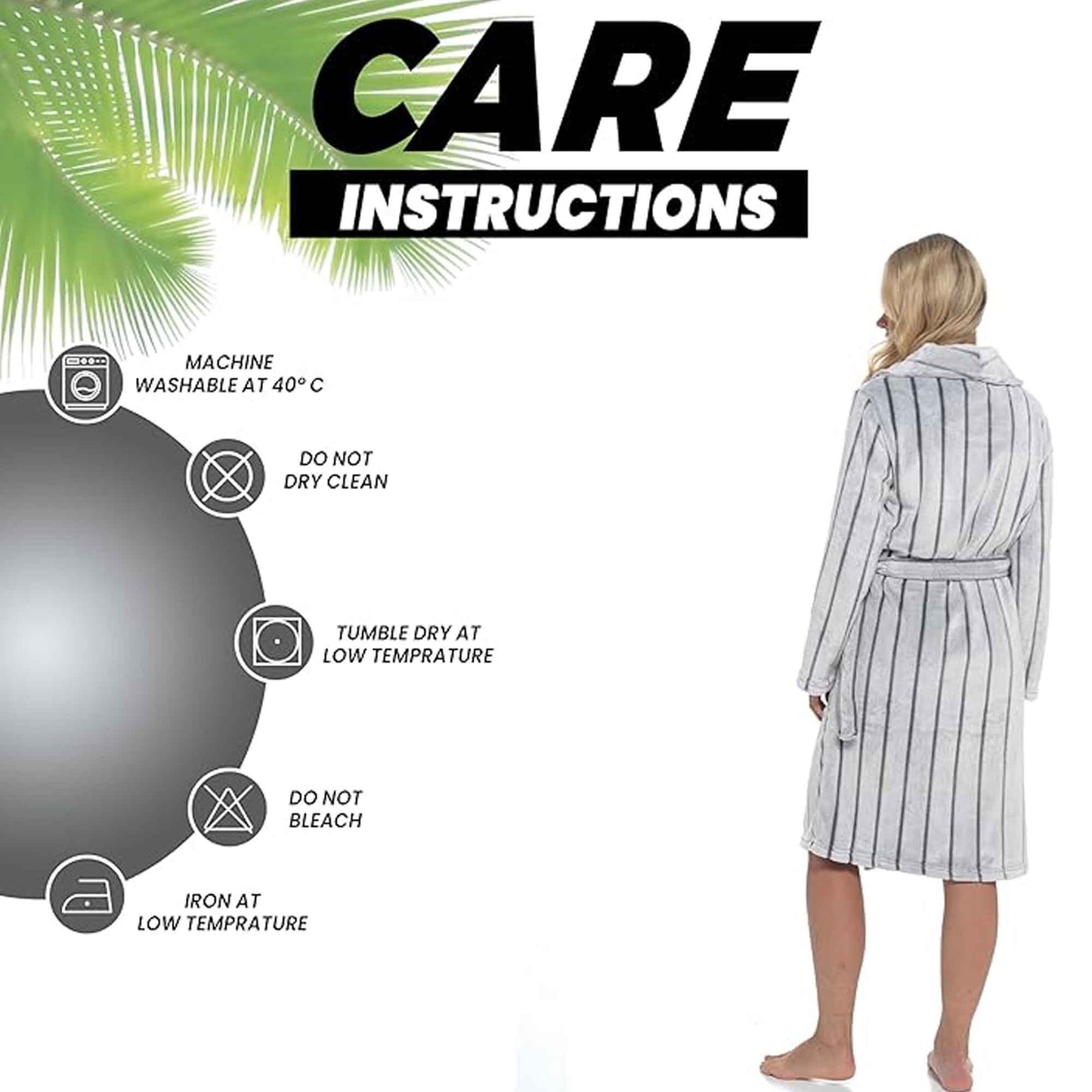 Women's Ultra Soft Velvet Fleece Hooded Bathrobe with Shawl Collar Shadow Stripe Design Grey and Charcoal All Sizes by Daisy Dreamer