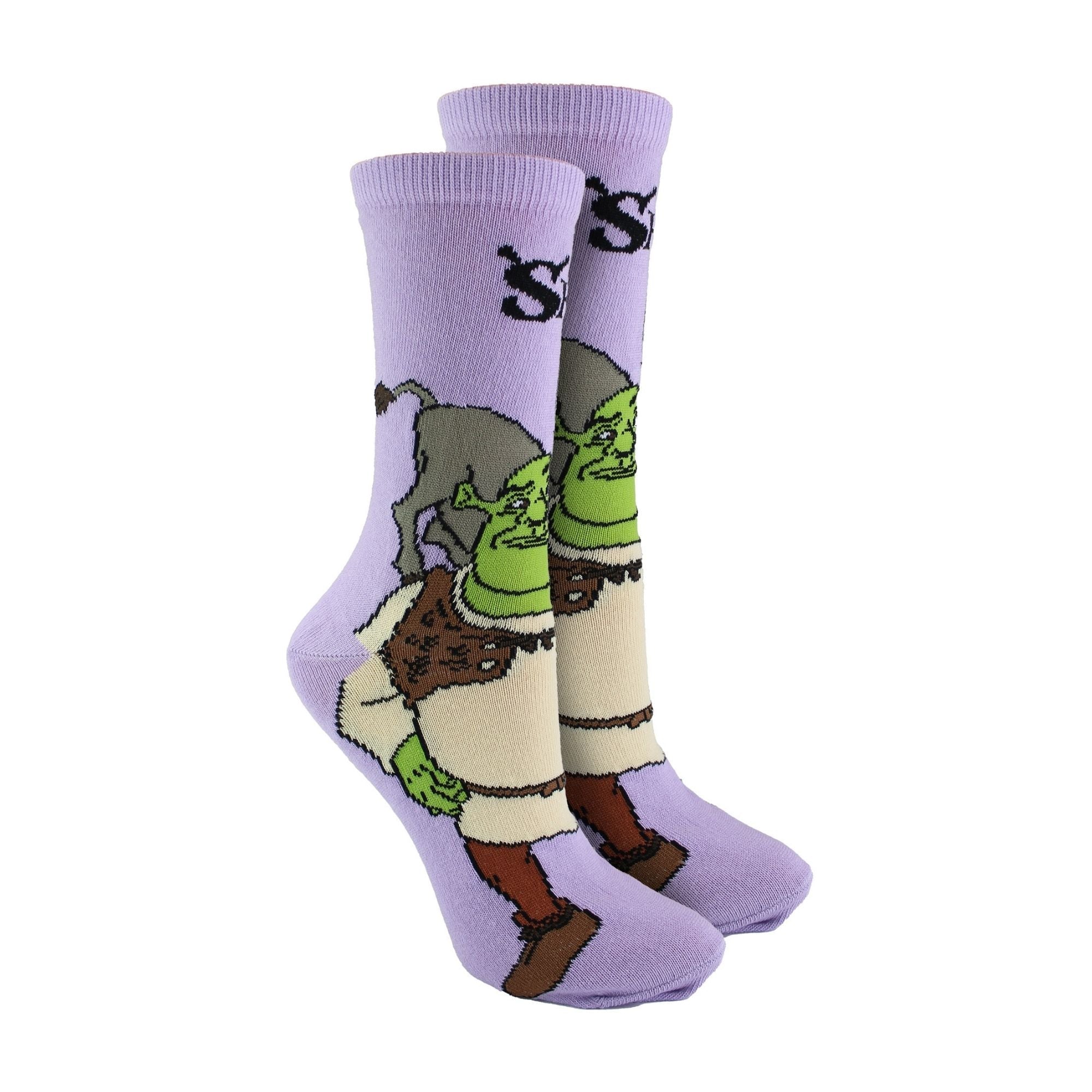 Ladies Novelty Shrek & Donkey Socks | Crew Funny Dress Socks | Shrek Gifts