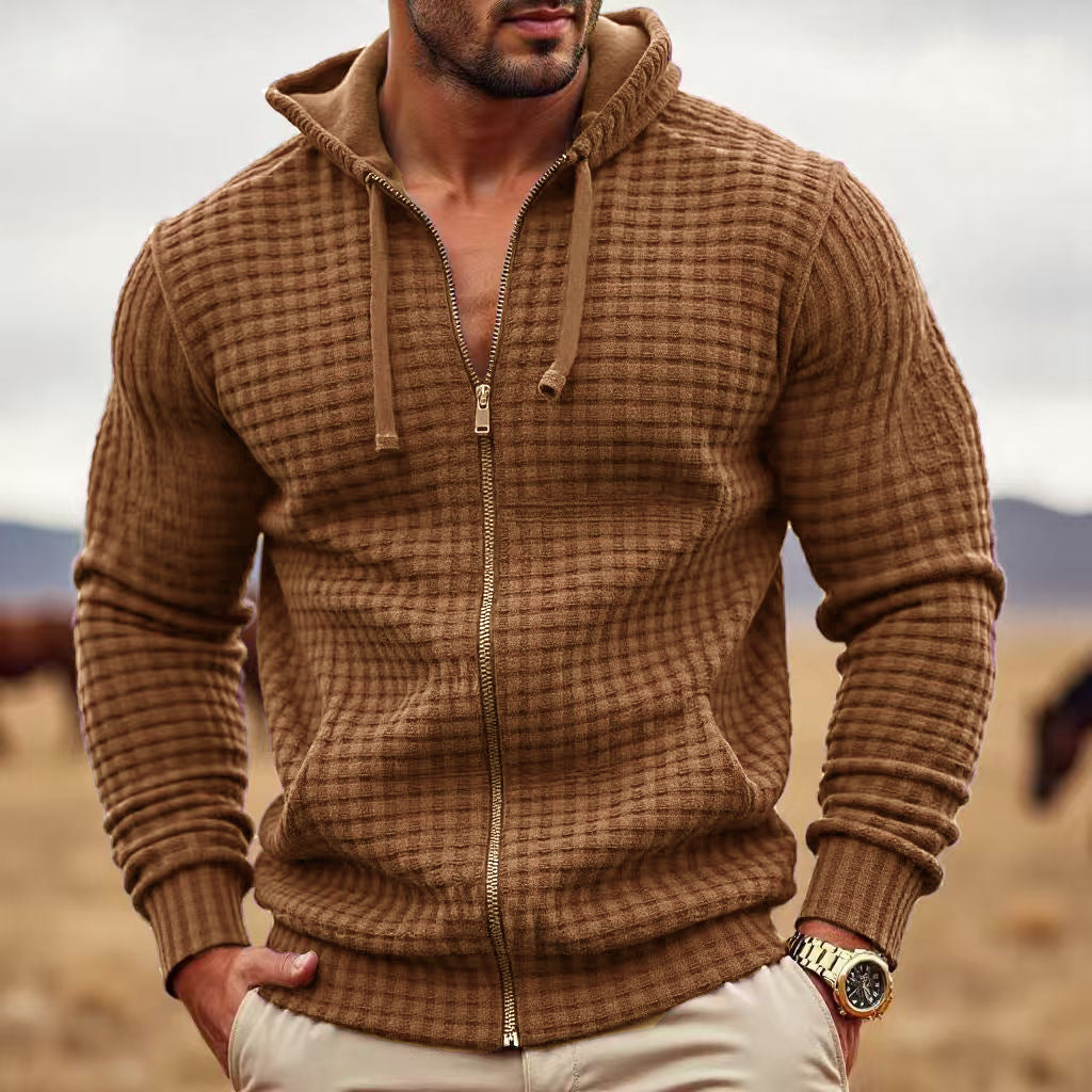 Premium Men's Contrast Zipper Sweatshirt - Casual Fleece Jacket