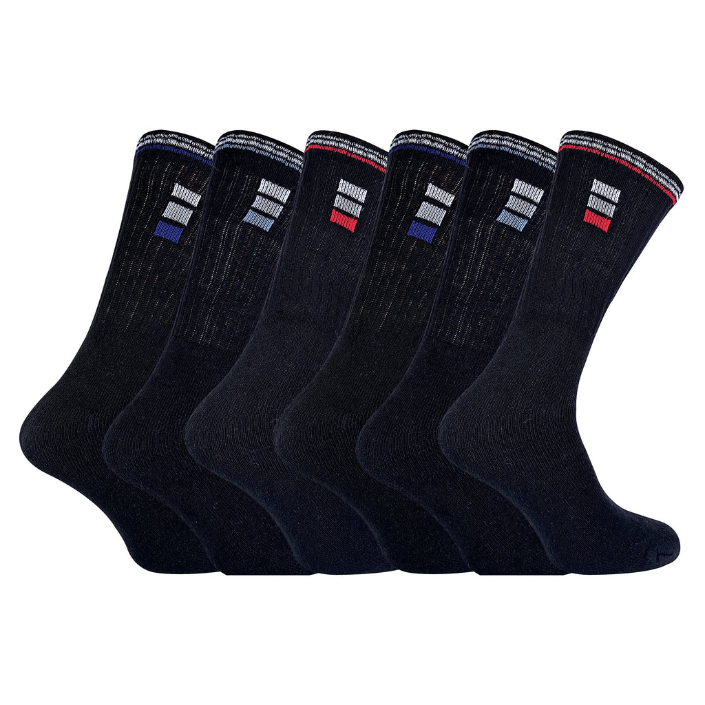 Mens Retro Stripe Cotton Sports Socks in White & Black (Multipack Options)