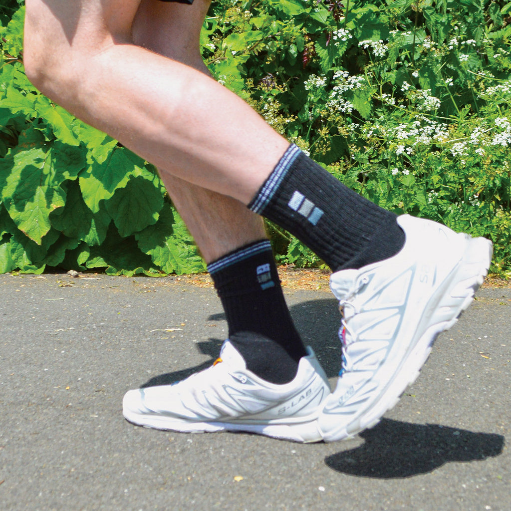 Mens Retro Stripe Cotton Sports Socks in White & Black (Multipack Options)