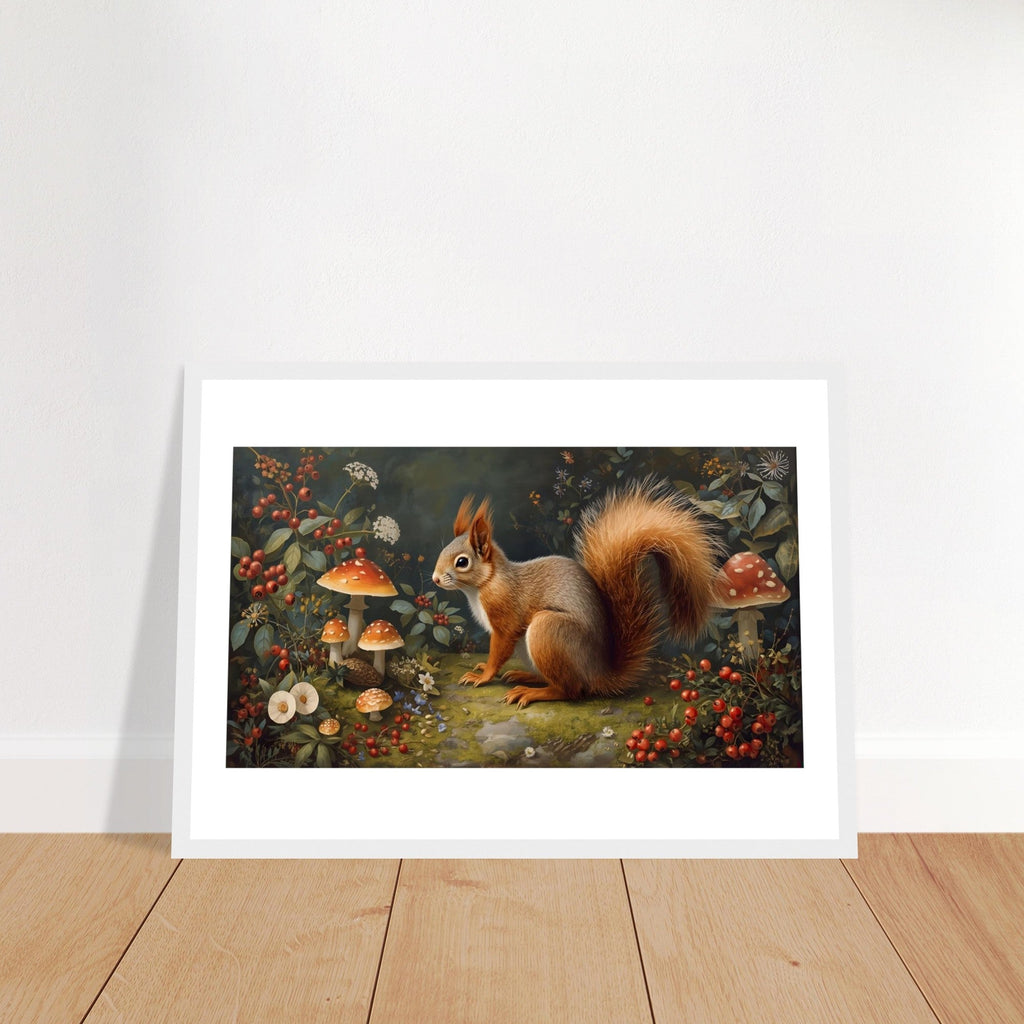 Woodland Squirrel Framed Print – Rustic Nature Wall Art
