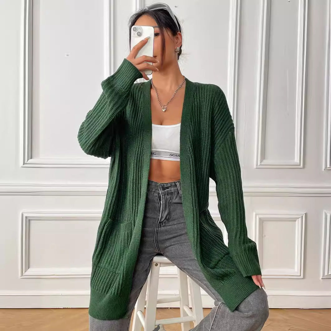 New Double Pocket Simple Casual Sweater Cardigan