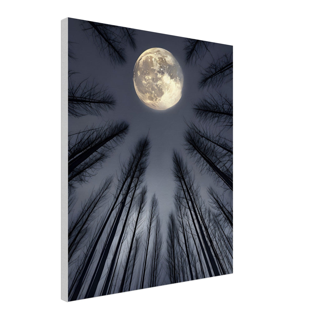 Ethereal Night Landscape Canvas – Glowing Moon & Forest Scene