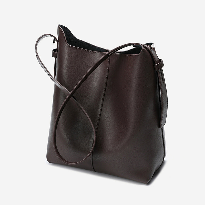 Genuine Leather Large-capacity Bucket Shoulder Messenger Bag