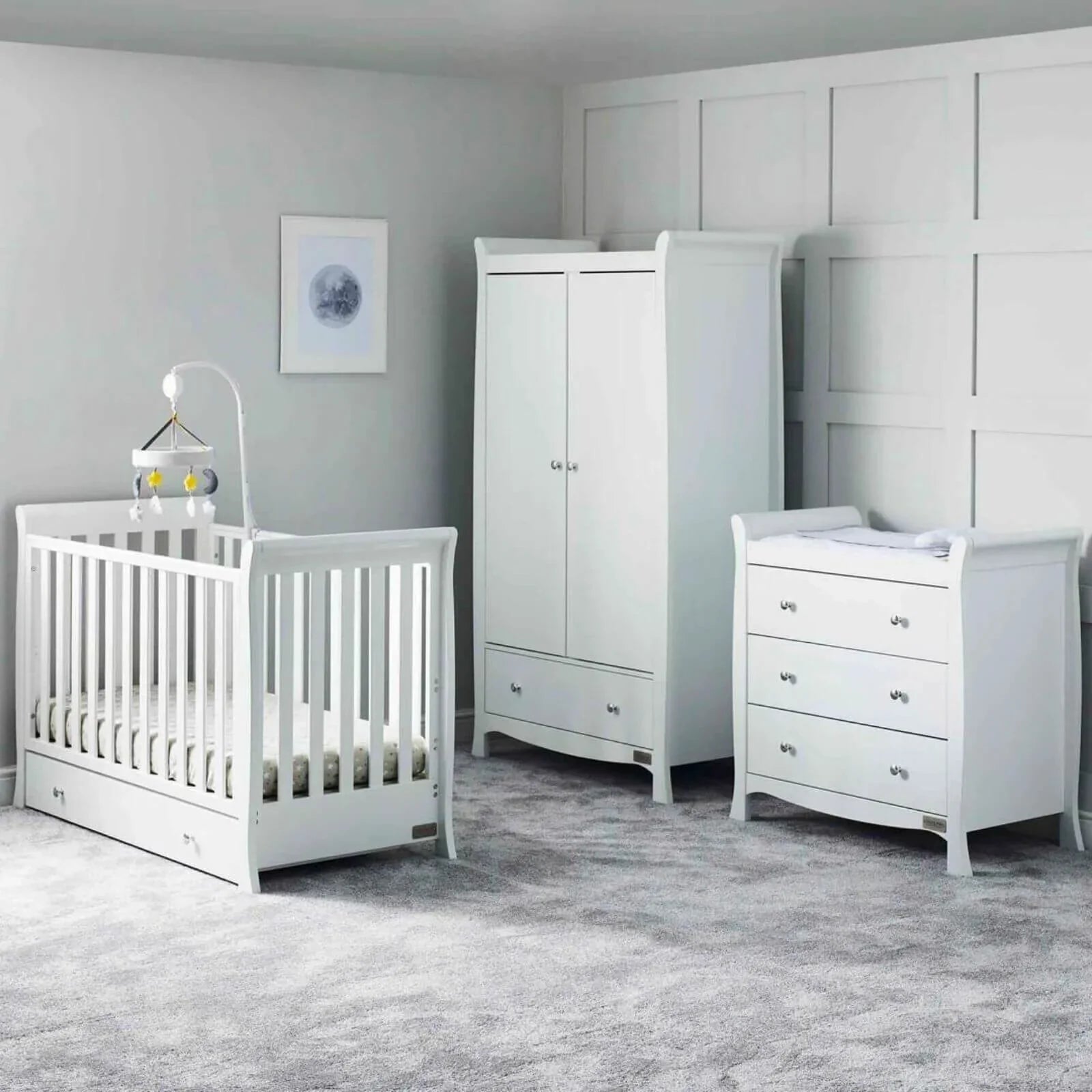 Ickle Bubba Snowdon 4-in-1 Mini Furniture Set Premium Sprung Mattress 3 pcs - White