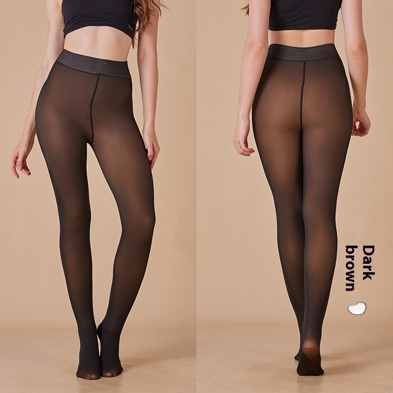 True See-through Fleece-lined Thick Leggings