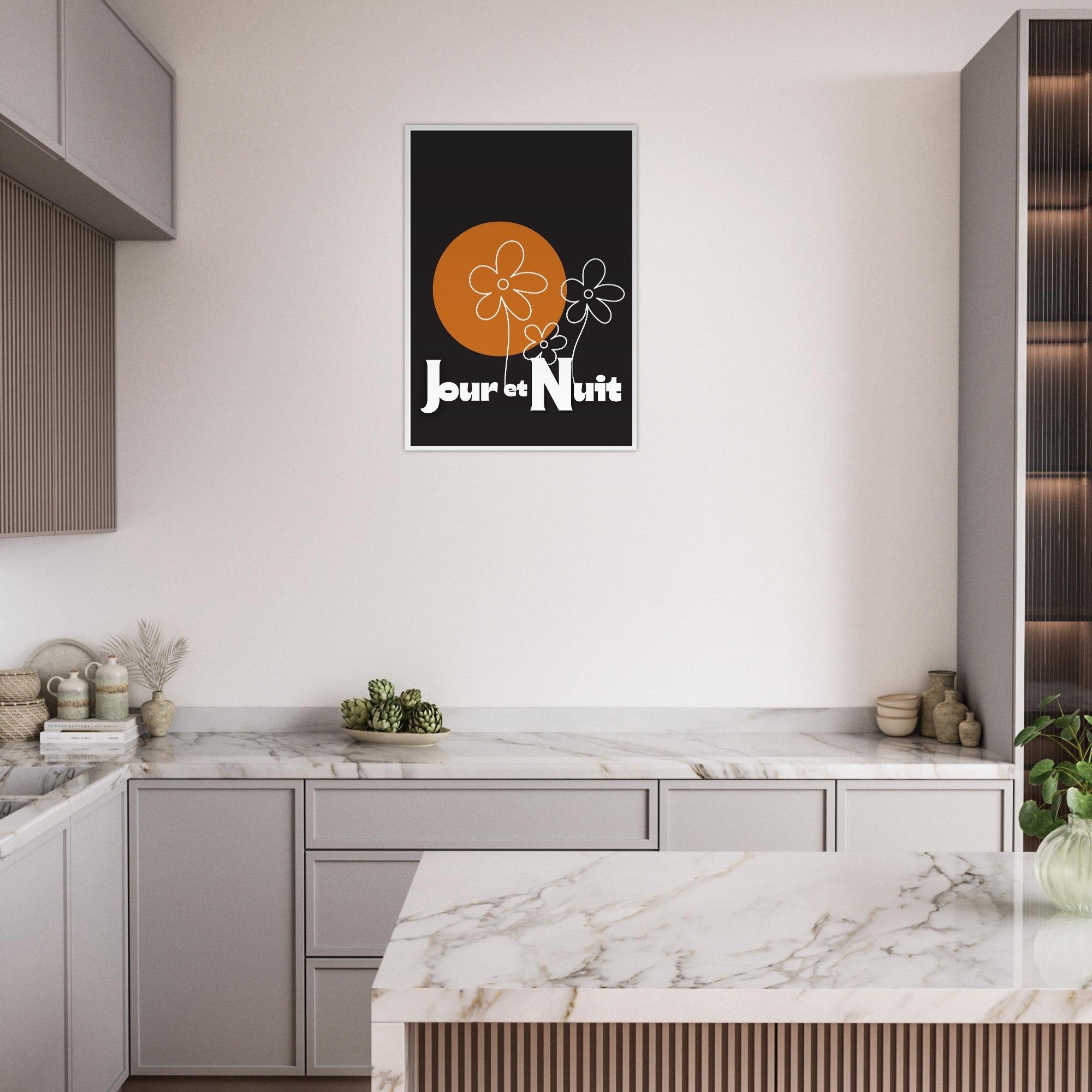 Day & Night Modern Boho Wall Art - Framed Poster, Ready to Hang - Bohemian Decor Gift