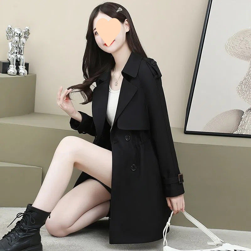 Women's Loose Mid-length Coat Waist Trimming Coat