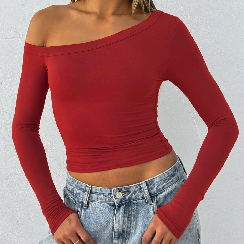 Women's Pure Color All-matching Shoulder Long-sleeved Knitted Cardigan