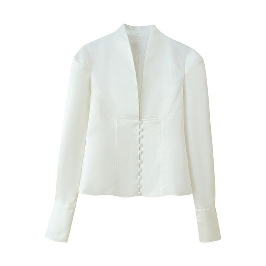 Women's Loose Casual Breasted Wide-shoulder Jacket