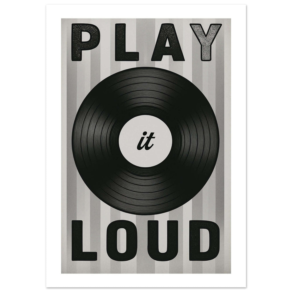 Play It Loud Vinyl Record Wall Art – Retro Music Poster for Studio & Home Decor