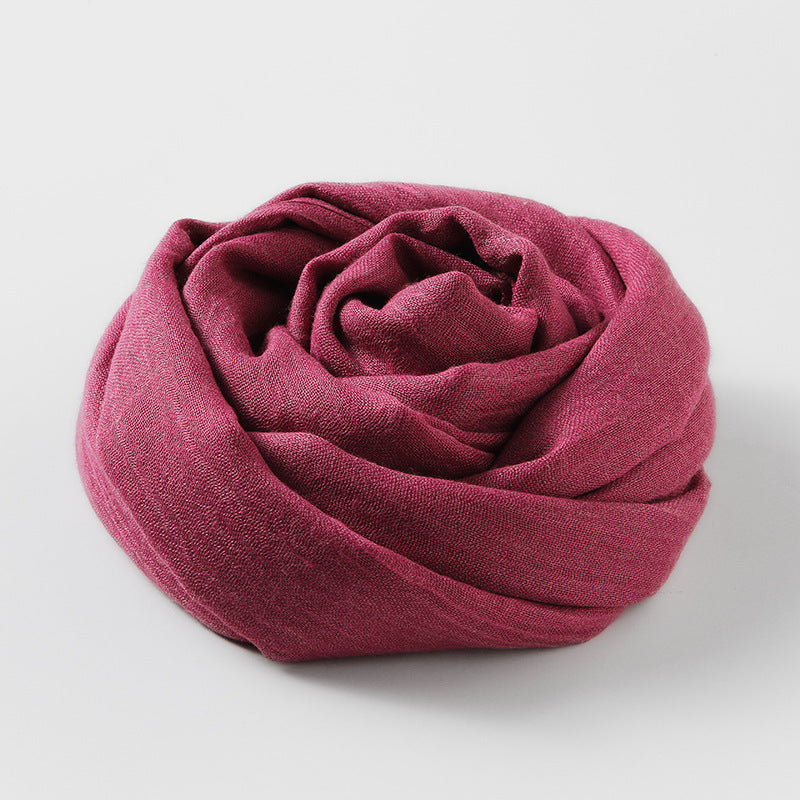 Artistic Sunscreen Solid Color Cotton And Linen Scarf