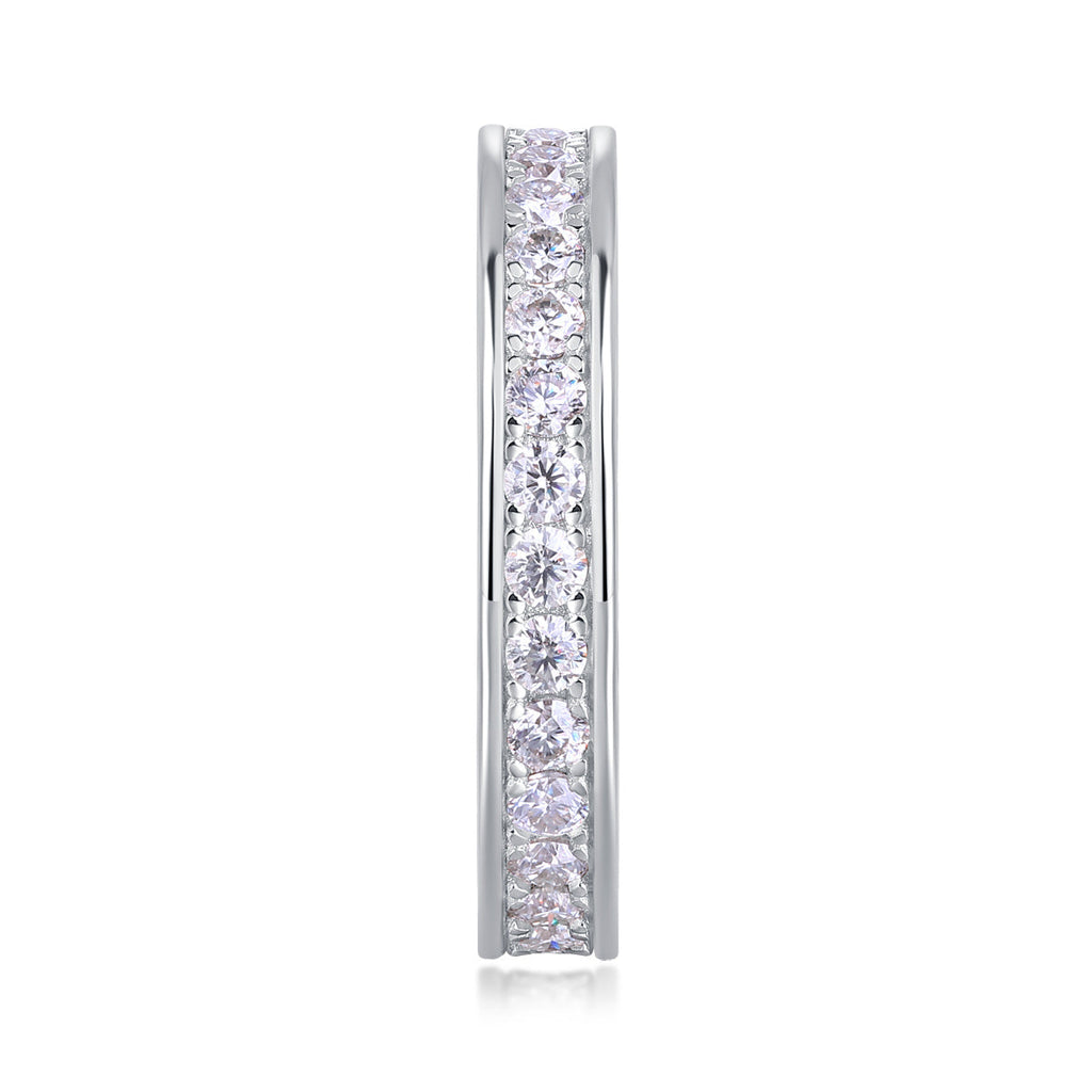 Trajectory - Set With Top-quality Moissanite S925 Silver And Platinum-plated Diamond Wedding Ring, The Ring Can Be Tested With A Diamond Pen In Gold And Rose Gold