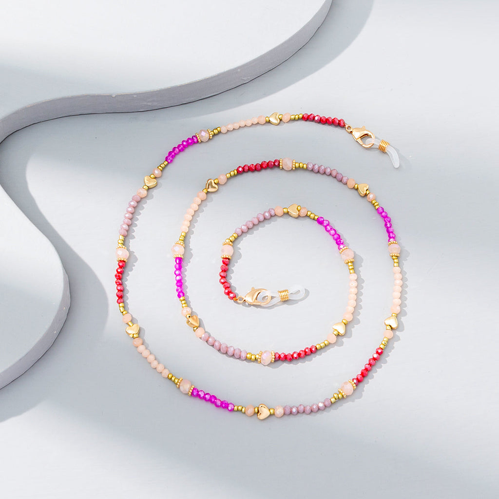 Mixed-color Crystal Beaded Eyeglass Chain, A Fashionable Street Accessory, Is A Ladies' Elegant Eyeglass Rope