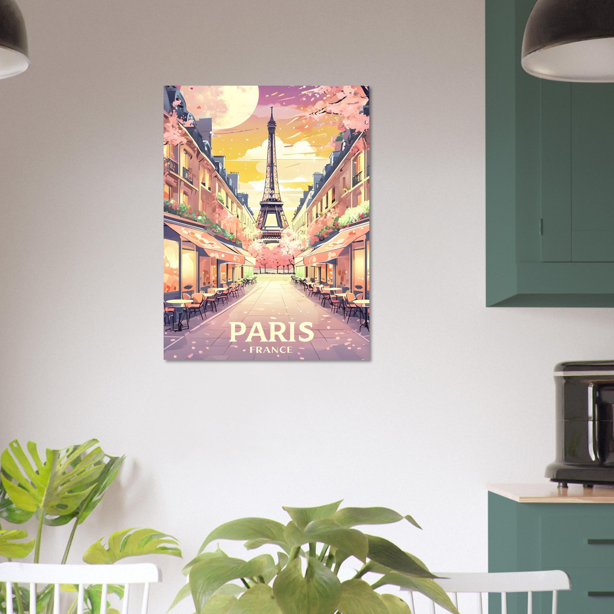 Paris Street Scene Wall Art - Eiffel Tower Sunset Print | Vibrant Parisian Cityscape Poster | Travel & Home Decor Gift
