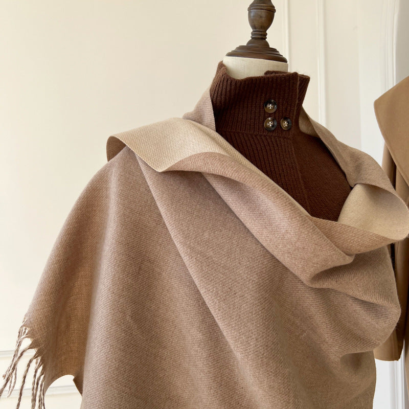 Double-sided Solid-color Scarf For Women