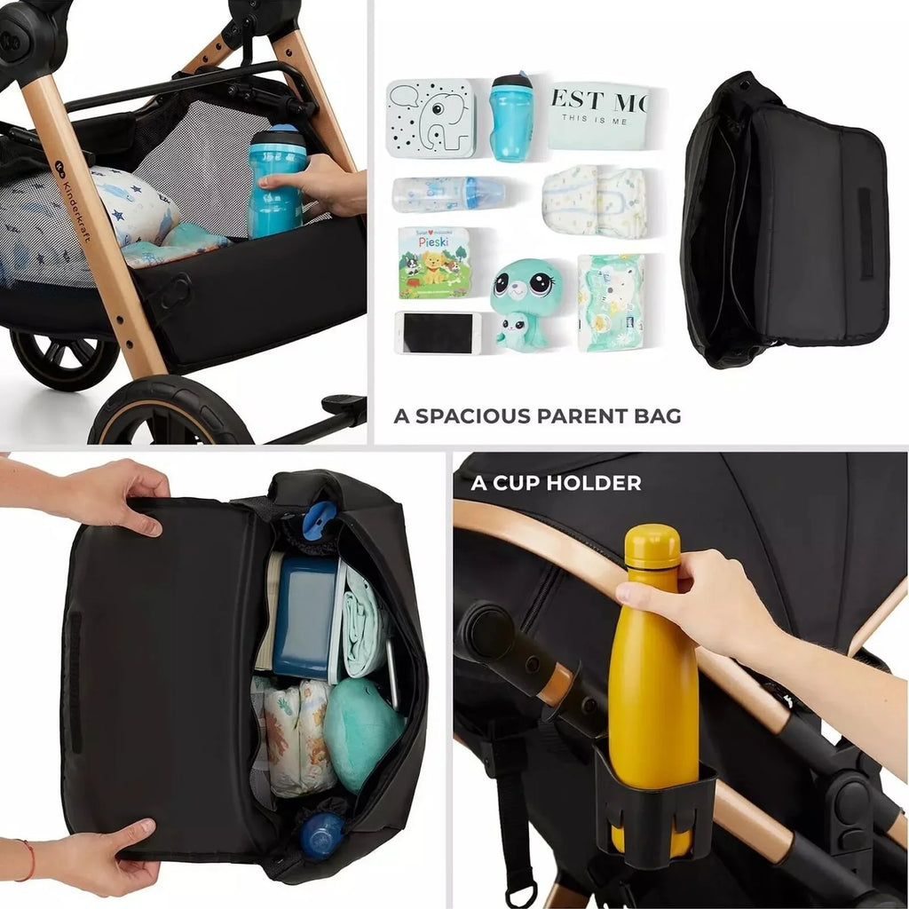 Kinderkraft Esme 3-in-1 Travel System with Mink Pro Car Seat - Sand Beige