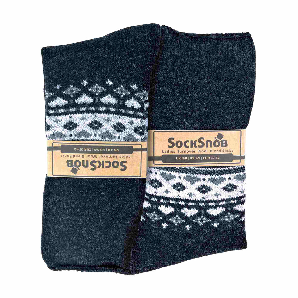 1 Pack Ladies Turn Over Top Warm Nordic Bed Socks for Winter