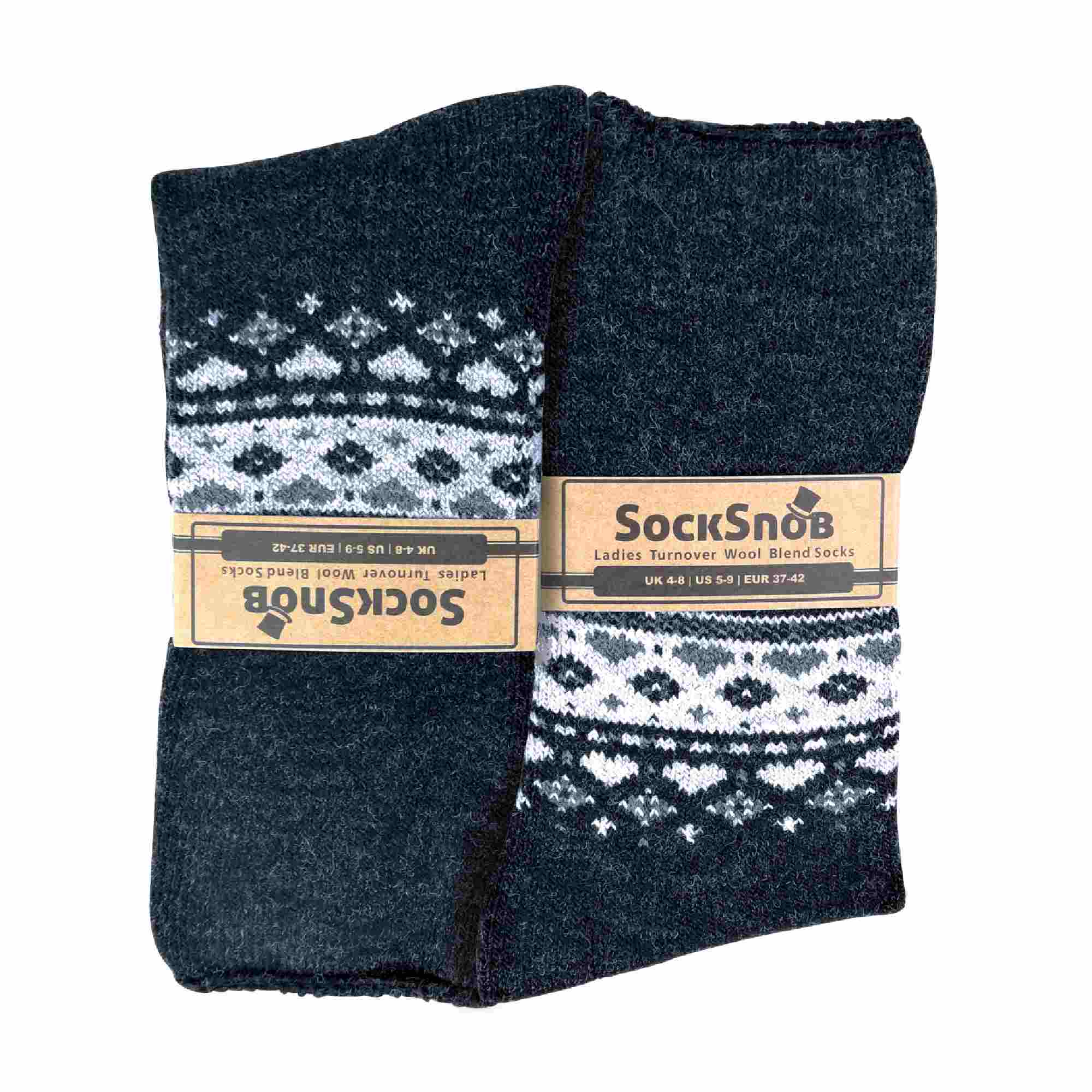 1 Pack Ladies Turn Over Top Warm Nordic Bed Socks for Winter