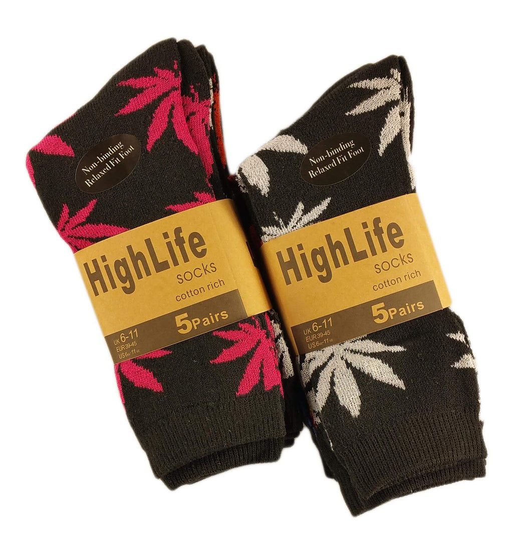 10 Pairs Leaf Comfort Fit Socks Ultra-Smooth Flat Toe Seam Cotton-Rich Assorted Styles UK 6-11 EUR 39-45 by Sock Stack