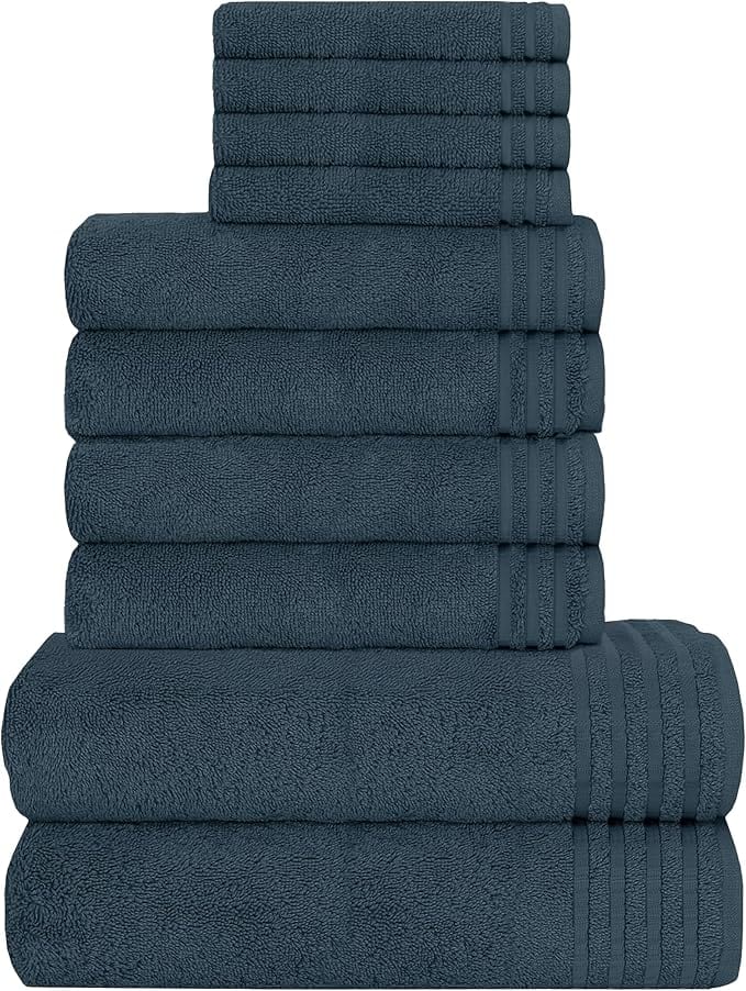 10 Piece Monaco Luxury Egyptian Cotton Towel Set 500 GSM with 4 Face Towels 4 Hand Towels 2 Bath Towels for Bathroom by OLIVIA ROCCO